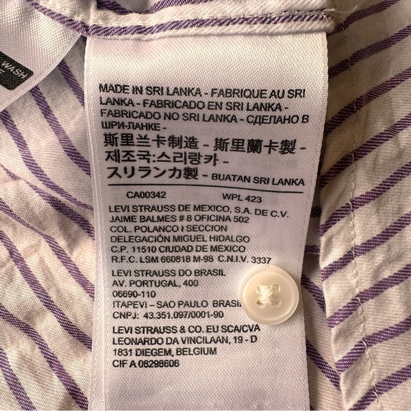 Levi's Womens Boyfriend Fit Purple Striped Long Sleeve ButtonUp Shirt 100 Cotton - Picture 5 of 7